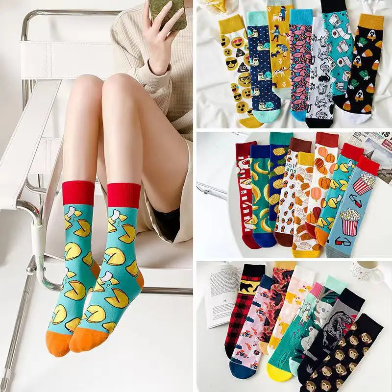 

New long tube thickened warm head and terry socks ins wind straight cartoon tide socks