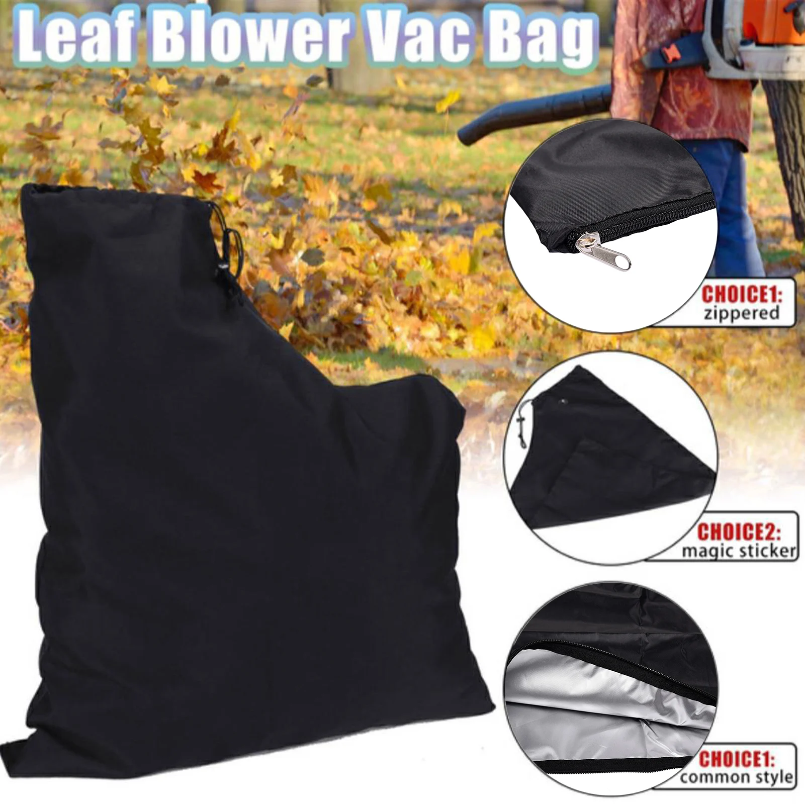 

Leaves Blower Vacuum Bag Adjustable Leaves Debris Bag Outdoor Leaf Debris Catcher With Zipper Design Universal Garden Leaf Bags