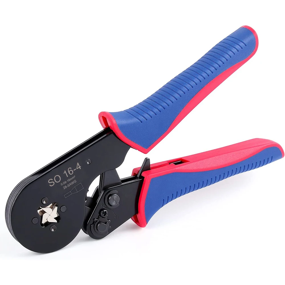 

WOZOBUY Ratchet Crimping Tools, SO 16-4 Square Jaw Wire Crimping Pliers AWG 28-5 (0.08-16mm²) Ferrule Terminals Crimper