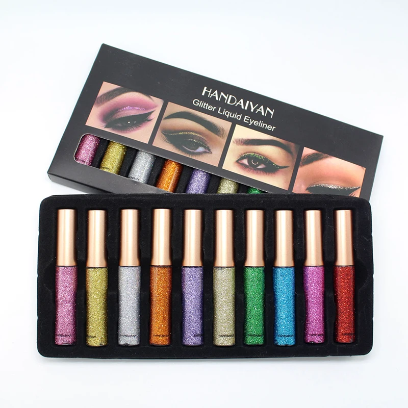 

10Pcs/Lot Liquid Eyeliner Shiny Sequins Pearl Diamond Glitter Colorful Eyeliner Pen Long Lasting Waterproof Eye Makeup Cosmetics