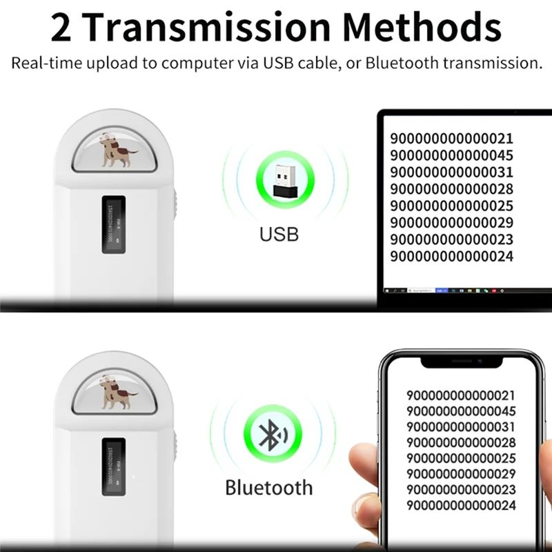 Фото Считыватель RFID-микрочипов ABZW 134,2 кГц, портативный сканер для животных, считыватель чипов для идентификации животных по номеру. №4
