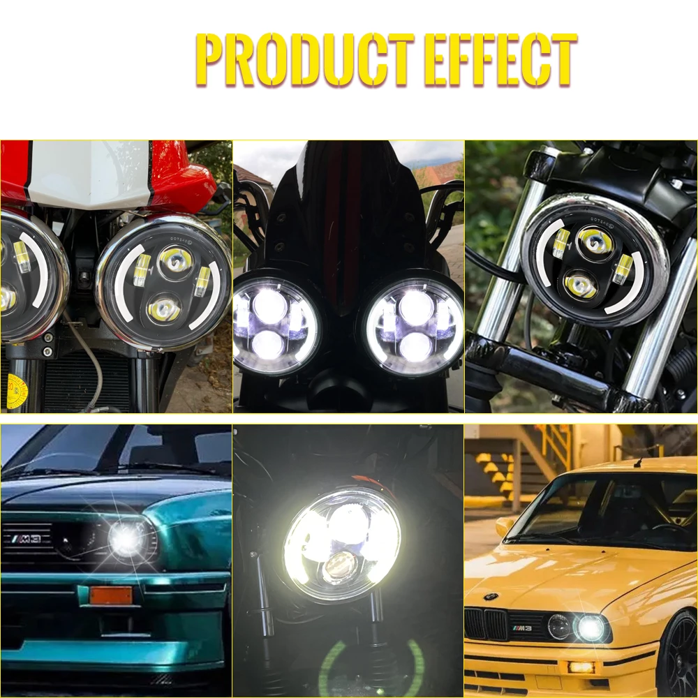5.75 inch LED Headlight Projector Halo Ring Motorcycle 5 3/4" High Low Beam DRL Turn Signal for Sportster Dyna Iron 883 images - 6