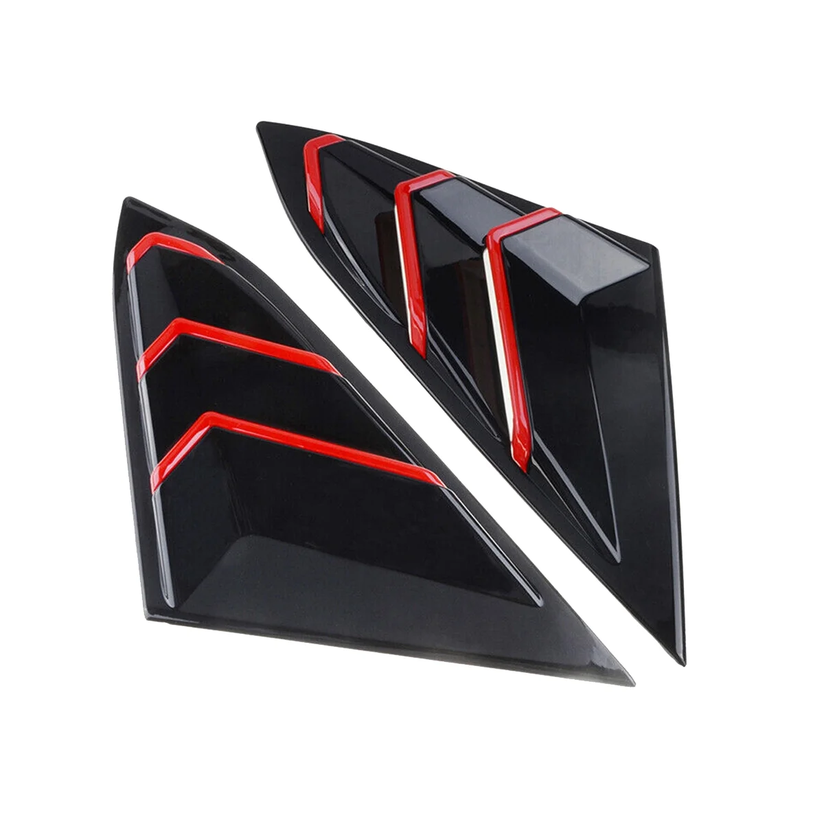 

For Honda Civic 2016-2021 Sedan Rear Side Vent Quarter Window Louver Cover Triangular Window Trim Gloss Black Red