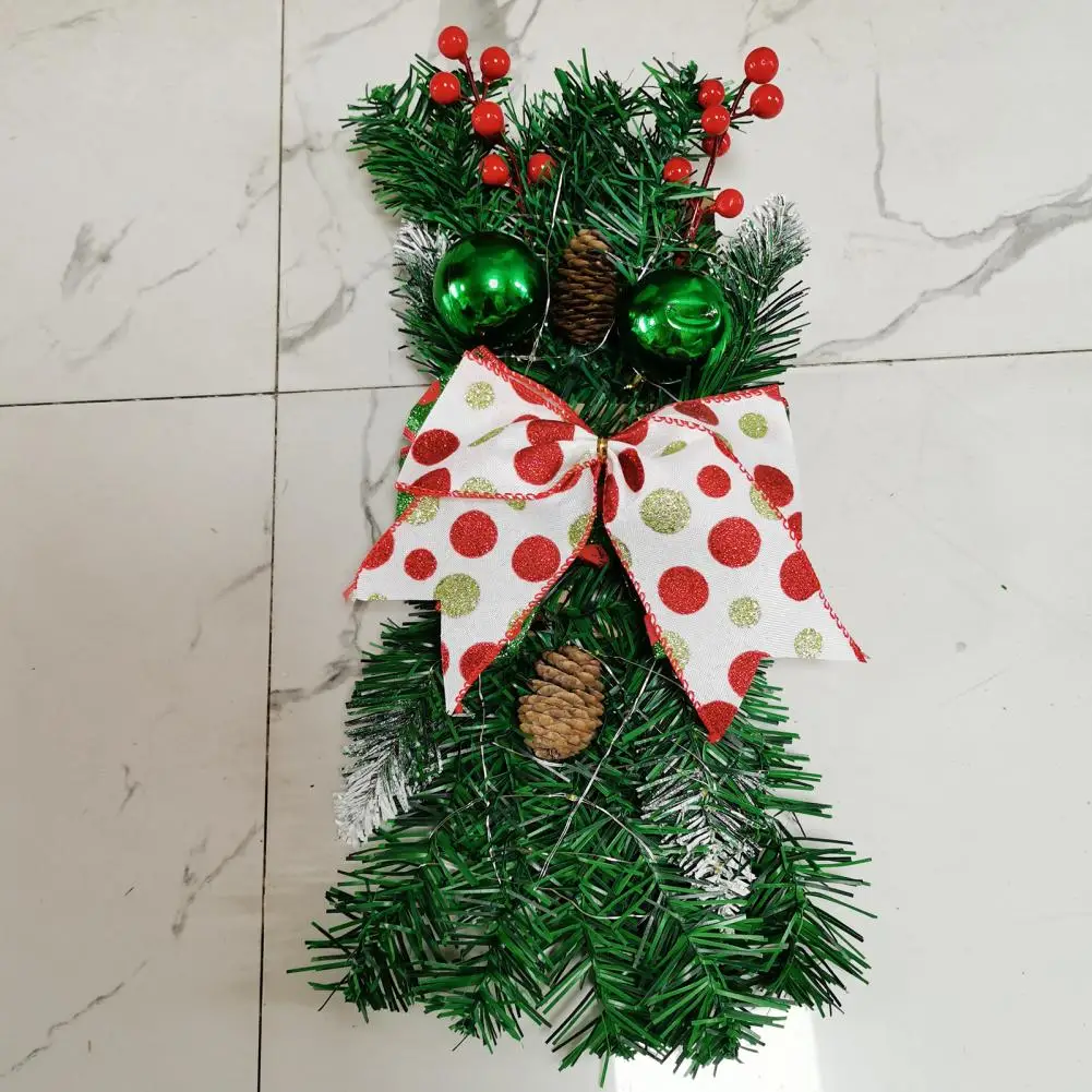 

Christmas Stair Swag Decoration Led Christmas Stairway Swag with Pine Needle Pinecone Berry Bowknot Decorations for Door