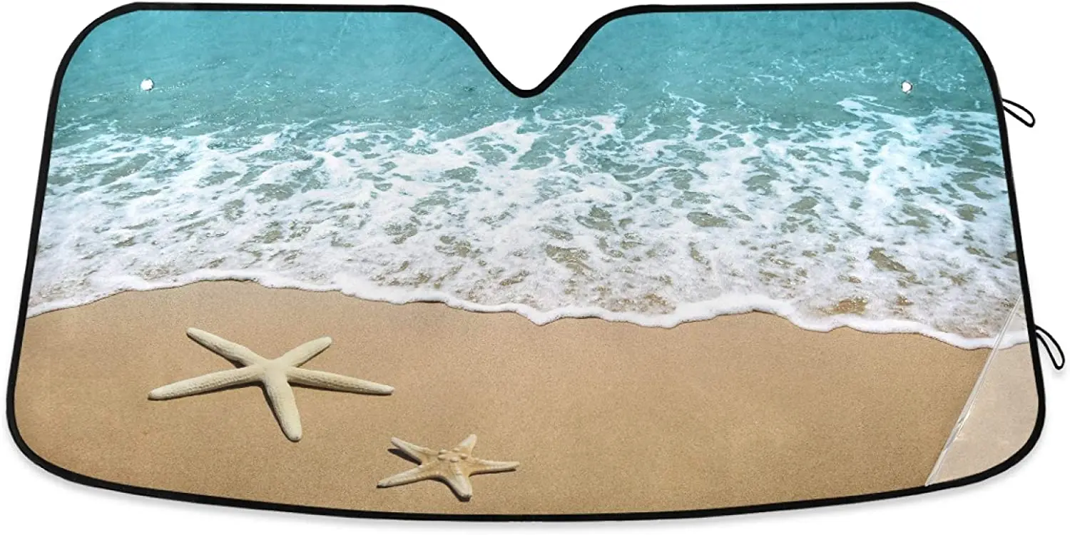

Starfish Beach Parasol para parabrisas de coche bloquea los rayos UV, reflector plegable para mantener tu vehículo fresco