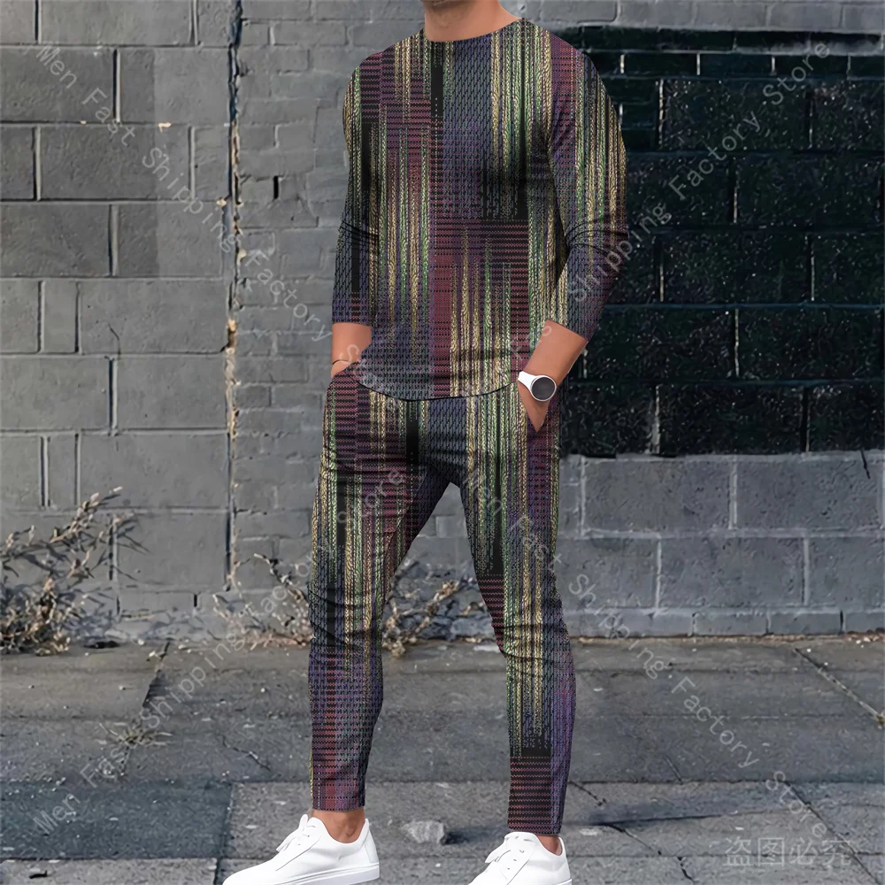 Men's Tracksuits T Shirt Pants 2 Piece Sets Sweatshirt Sweatpants Suits Male Oversized T-shirts Outfits Print Men's Clothing