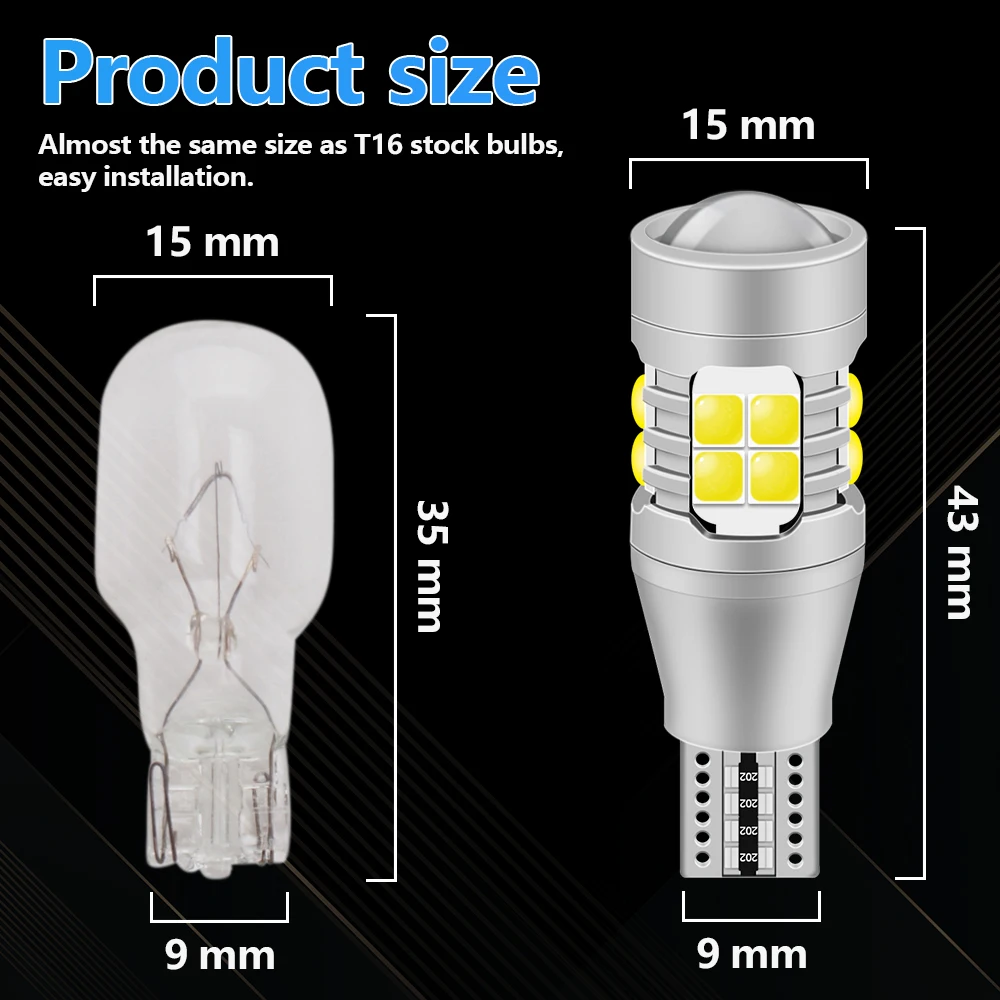 Автомобильная светодиодная лампа Fenikso T15/W16W рулевое управление с линзой Canbus белая