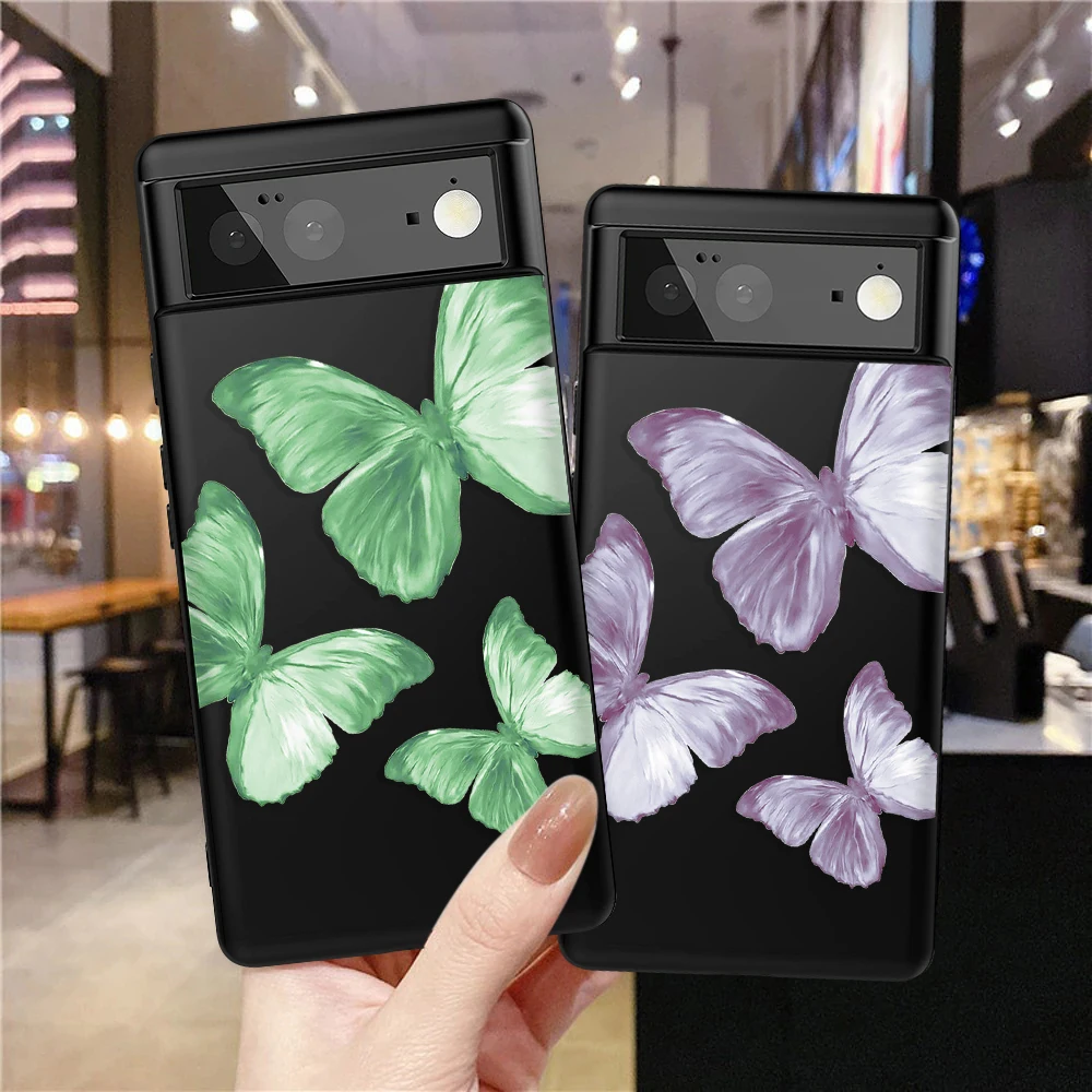 

Green Butterfly Phone Case for Google Pixel 7a 7Pro 7 6a 6 6Pro 5 5a 5G 4XL 4 2 3XL 2XL 3 3a 3aXL 4a Soft TPU Back Cover Capas