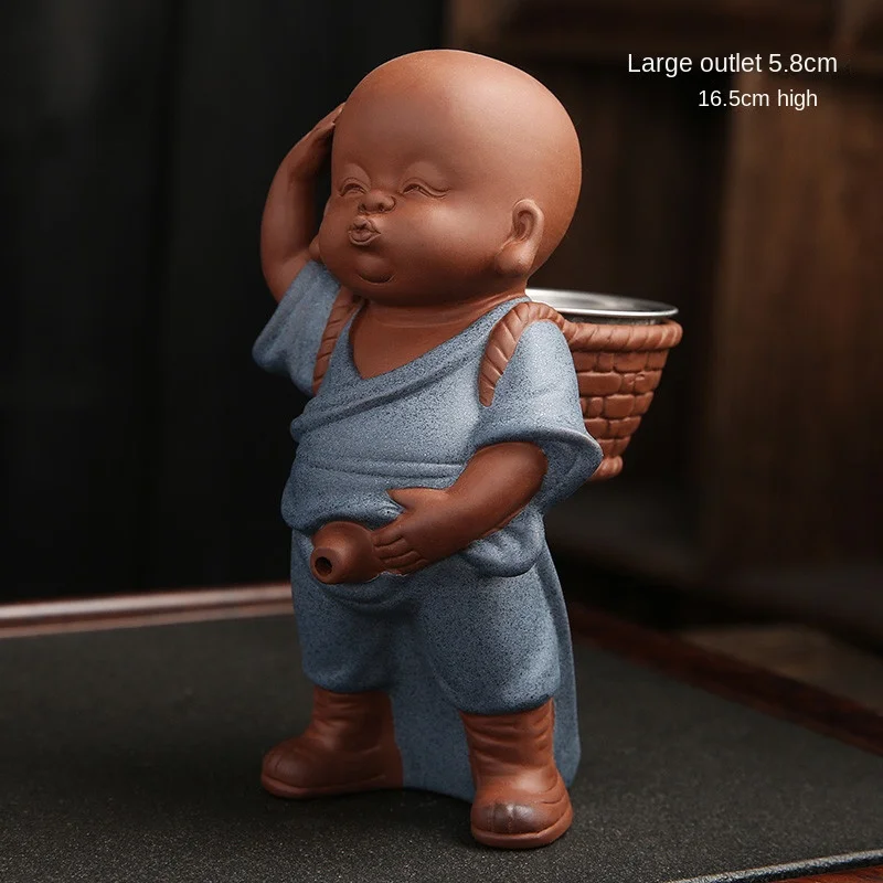 

Strainer Filter Craft Decoration Zisha Ceramic Spray Monk Child Accessories Peeing Creative Tea Character Doll Tea Piss Little