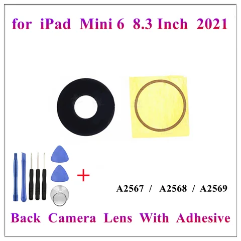 1 шт., Задняя стеклянная линза для камеры с клейким покрытием без рамки, кольцо для крышки для iPad Mini 6 2021 8,3 дюйма 6-го поколения Mini6, запасные части