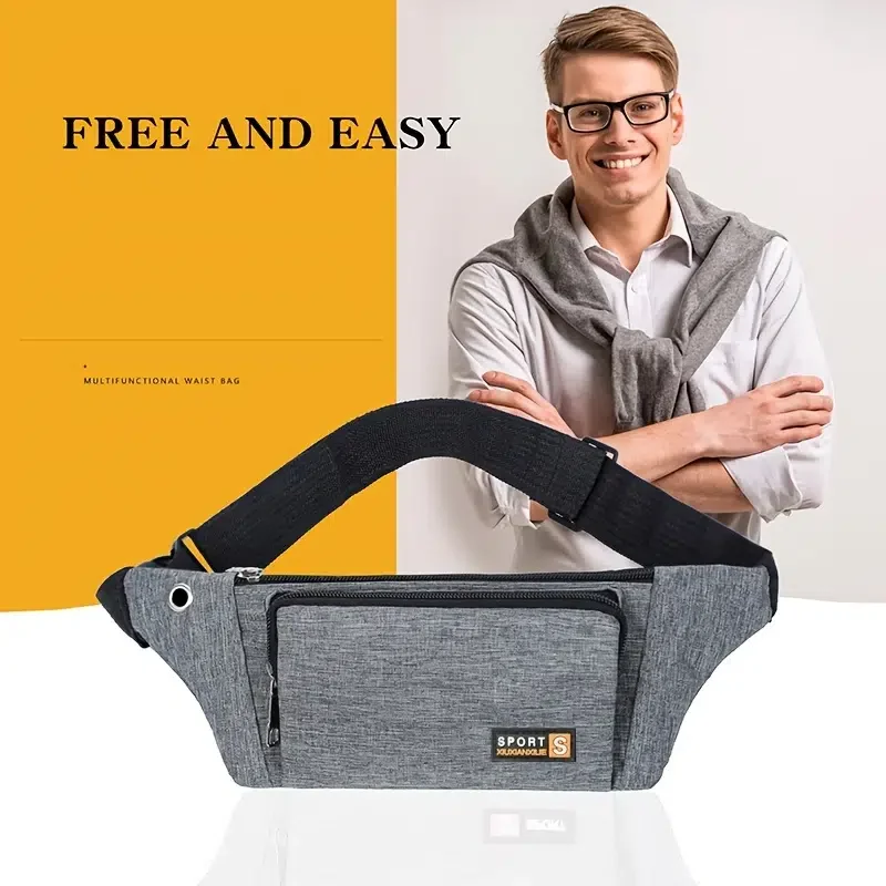 

Outdoor Multi-functional Wear-resistant One-shoulder Zipper Waist Bag Sports Style