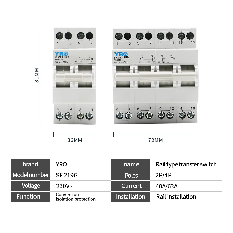 Автоматический двухблокирующий выключатель MTS 2P