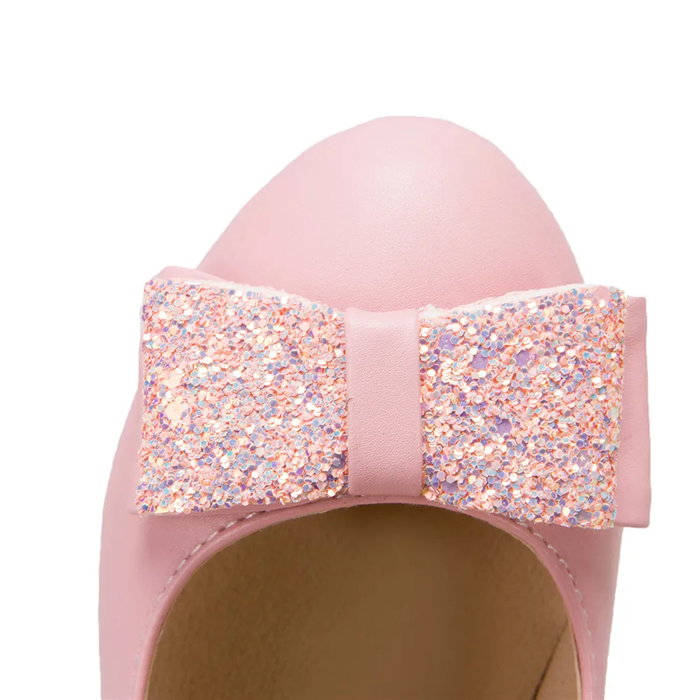 2023 New Platform Women Mary Jane Pumps Sweet Sequin Cloth Butterfly Knot Ladies Square High Heels Shoes Party Wedding Mujer