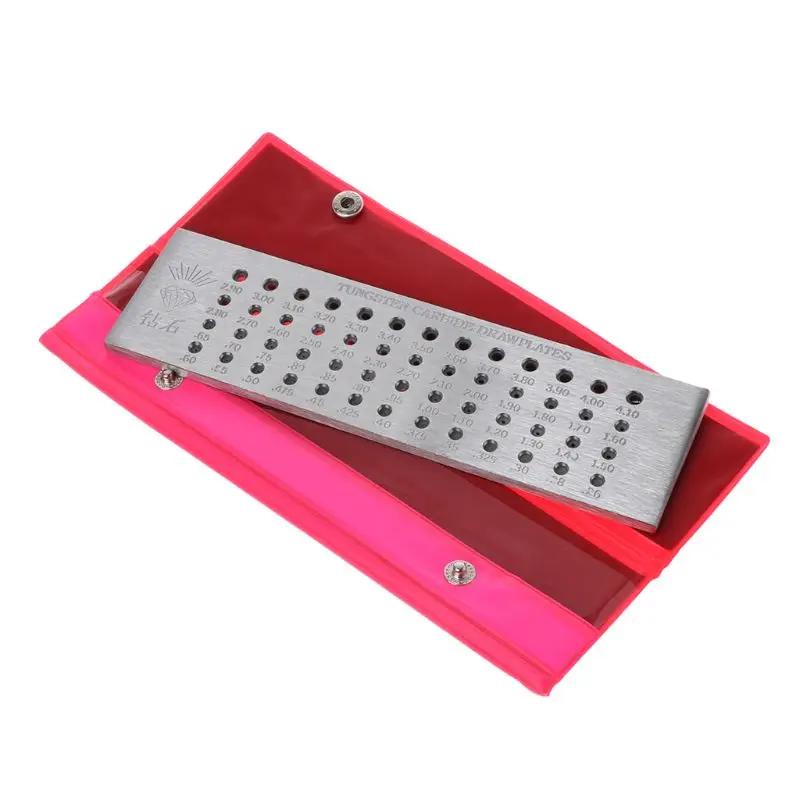 

Four Rows Tungsten Carbide Wire Drawplate for Jewelry Making Repair - 52 Round Holes - 0.26 to 4.10mm Wire Drawplate