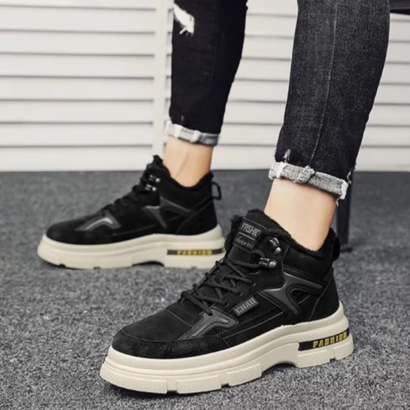 Зимние мужские ботинки. Плюшевые теплые зимние Уличные нескользящие ботинки на