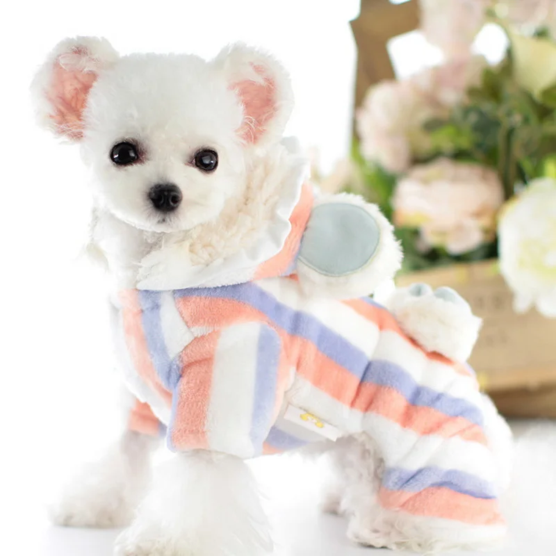 

ABQP Cute Warm Pet Clothes Puppy Hoodie Autumn Winter Dog Clothing With Soft For Bichon Teddy Dog Accessories Pet Outfit Apparel