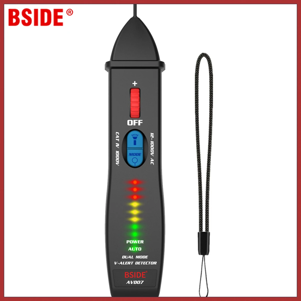 

BSIDE AVD07 Smart Electric Pen Tester Non-contact Voltage Detector Indicator Live/Neutral Wire Distinction Continuity Check NCV