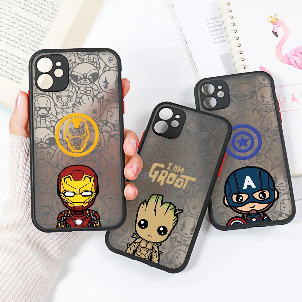 marvel-hero-logo-ironman-groot-fundas-iphone14-case-for-iphone-11-13-14-12-pro-max-mini-x-xs-xr-se-6s-7-8-plus-clear-matte-cover