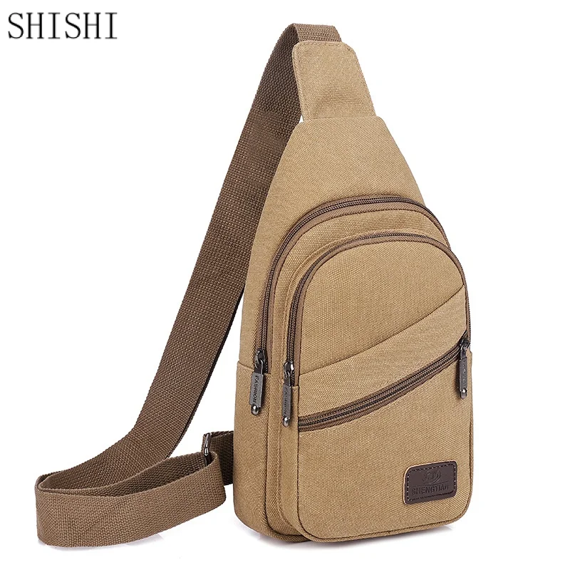 

New Canvas Men Chest Bag Large Capacity Chest Pack Casual Sling Bag Sports Male Shoulder Bag Outdoor Crossbody Bag For Men