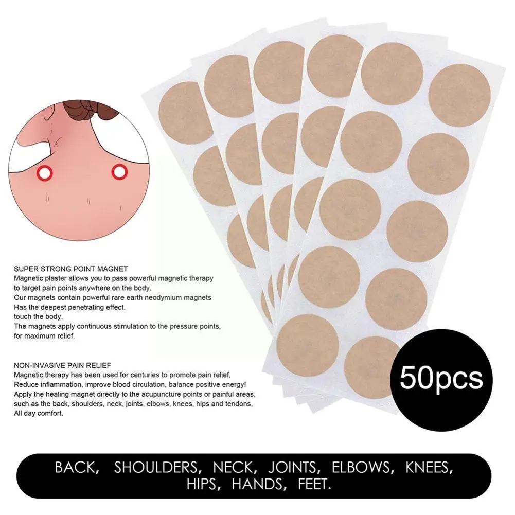 

Магнитные пластыри 50 шт., набор клея для быстрого действия, для точечной терапии, снятия боли в плечах, шее, коленях A0f1