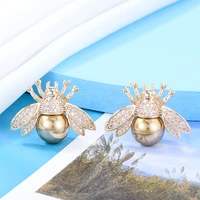 kellybola new gorgeous shinning charm bee insect earrings for women jewelry full cz bridal wedding jewelry brincos female gift