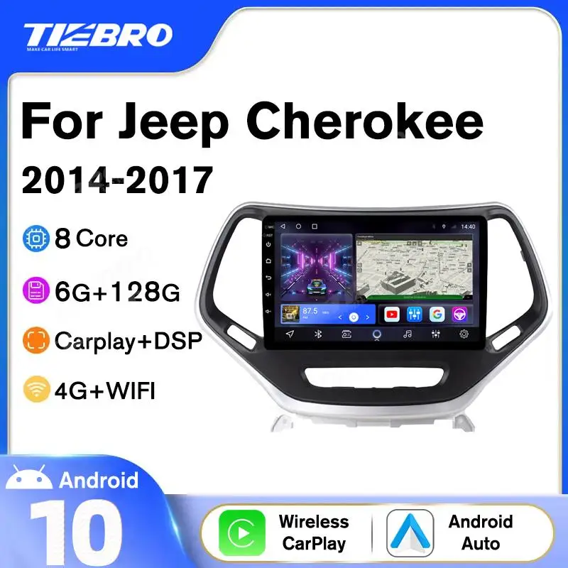

Автомагнитола Tiebro 2DIN Android 10 для Jeep Cherokee 2014, 2015, 2016, 2017, автомобильный мультимедийный плеер, стерео, автоаудио, GPS-навигация, DVD