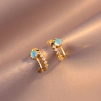 new korean summer fashion exquisite design sense high quality moonstone earrings gift banquet woman jewelry earrings 2022