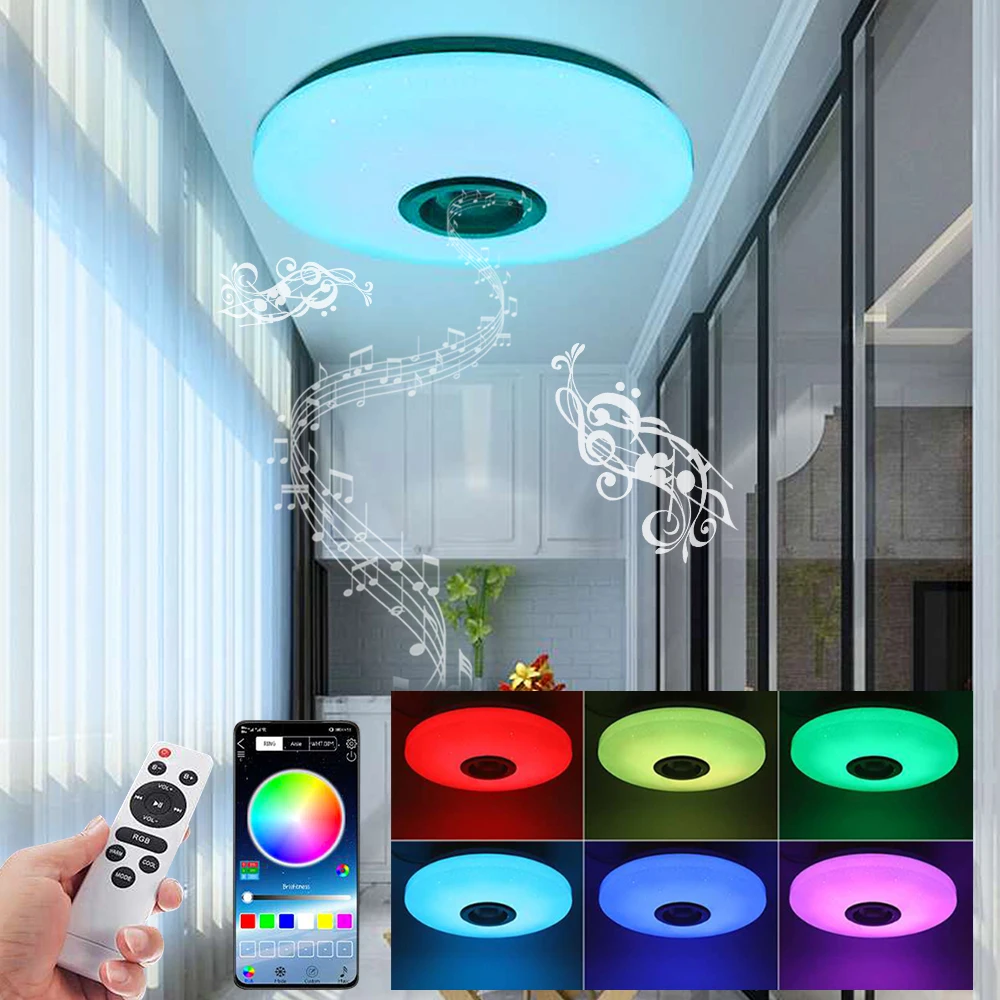 

60W AC180-265V RGB Dimmable Music Ceiling Lights Remote&APP Control Colorful Bedroom Lamps Bluetooth Music Smart Ceiling Light
