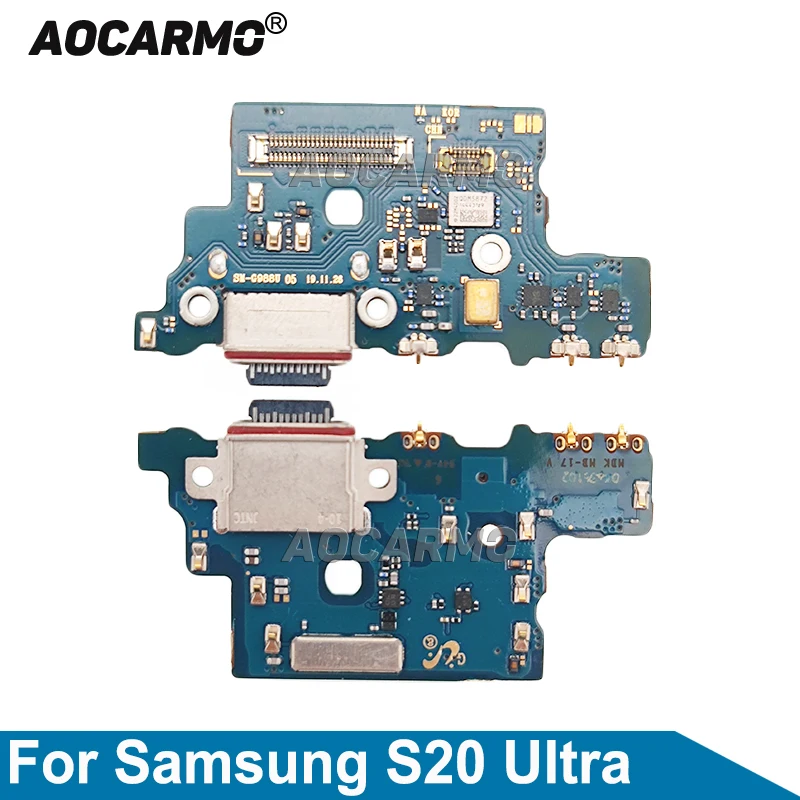 Зарядное устройство Aocarmo для Samsung Galaxy S20 Ultra S20U S20Plus G981B G988U, быстрая зарядка через USB, док-станция с микрофоном, запасные части