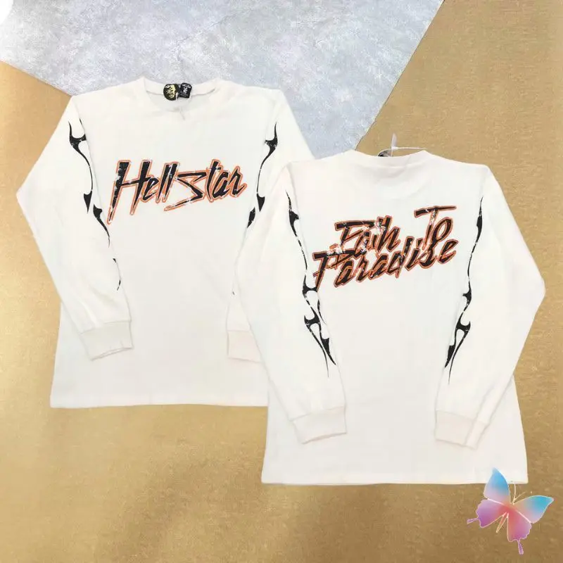 

Oversized Hellstar Sweatshirt Graffiti Letter Print Long Sleeve Tshirt Cotton Casual Loose Pullover Men Women Streetwear