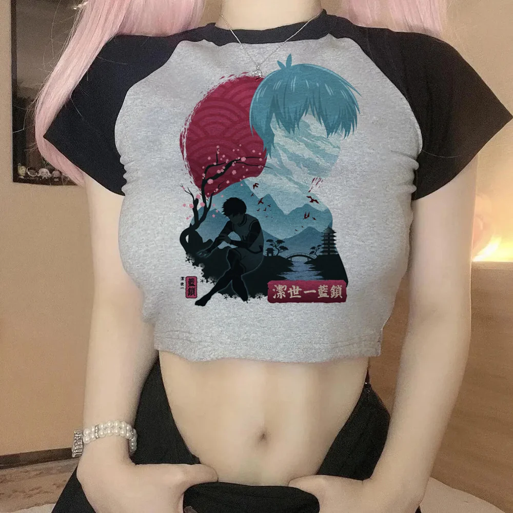 Женский укороченный топ с принтом Blue Lock модный винтажный в Корейском стиле 1920-х