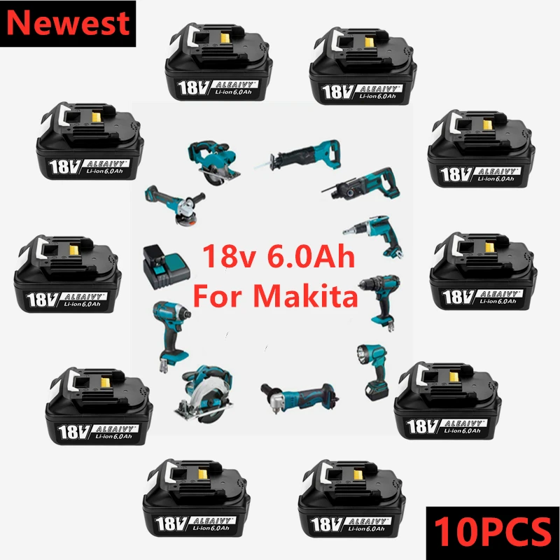 

Newest 5~10PCS BL1860 Rechargeable Battery 18 V 6000mAh Lithium ion for Makita 18v Battery BL1840 BL1850 BL1830 BL1860B LXT 400