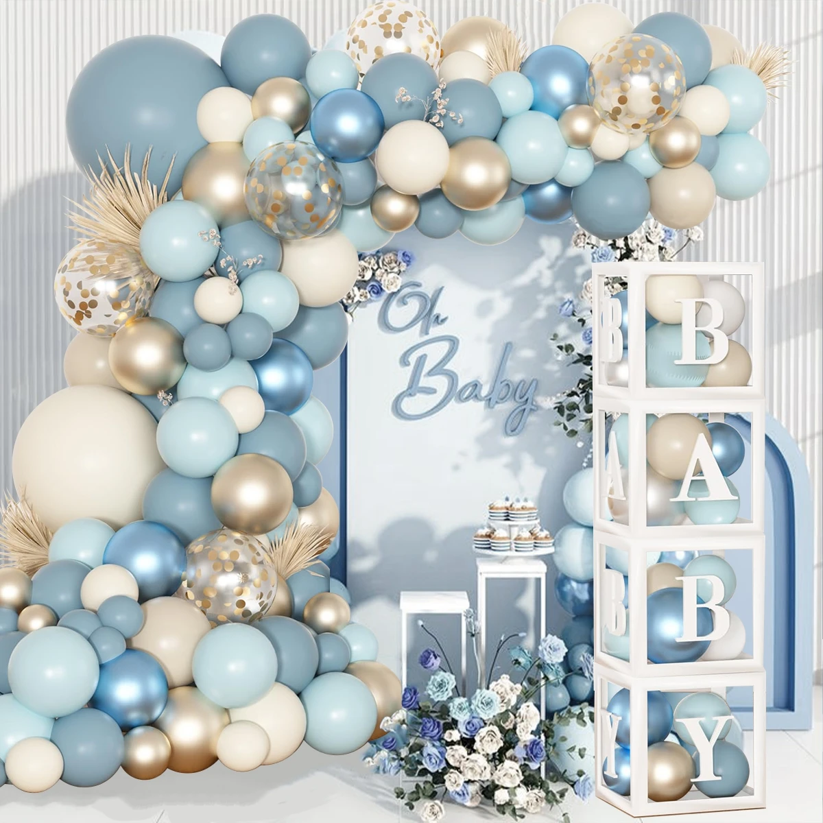 Розовые синие воздушные шары гирлянда арочный комплект украшение для дня