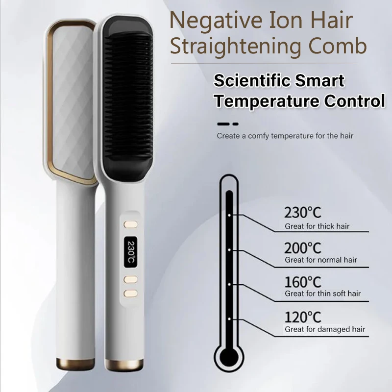 

2 In 1 Negative Ion Straightening Comb Constant Temperature Wet And Dry Comb Straightening And Curly Hair Straightening Brush