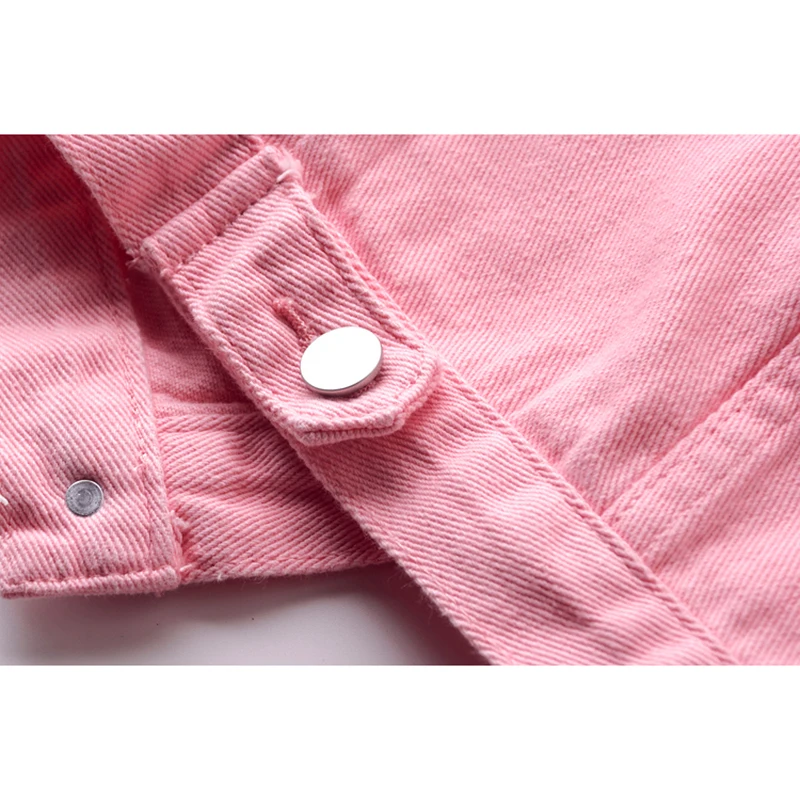 Весна-лето розовый джинсовый жилет женский тонкий короткий большой карман
