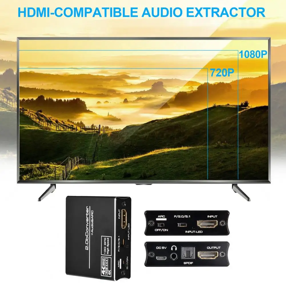Аудио-Сплиттер 4K x 2K 60 Гц ARC HDMI-совместим с оптическим TOSLINK SPDIF преобразователь для
