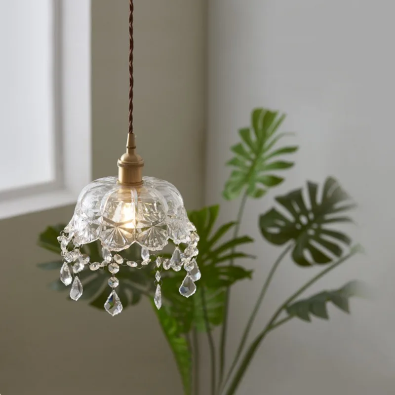 

Modern Glass Pendant Crystal Hanging Lamps Restaurant Kitchen Dining Room Drop Lights Fixture Luminaire Metal Bedside decoration