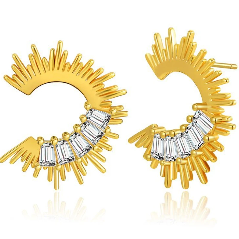 

Fashion Zircon C-shaped Open Stud Earrings Jewelry
