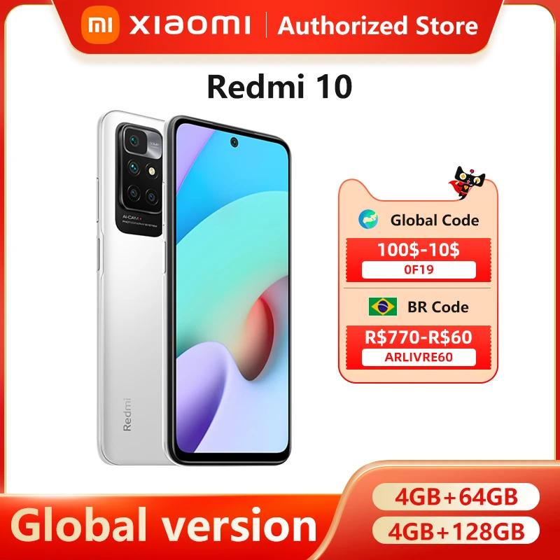 Global Version Xiaomi Redmi 10 Smartphone Helio G88 MediaTek Octa Core 50MP AI quad camera 90Hz FHD Display 5000mAh Battery