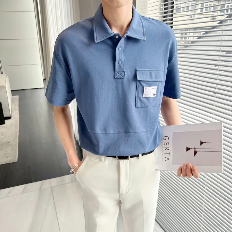 

2022 New Summer Pocket Embroidery Mens Designer Polo Shirts With Short Sleeve Casual Tops Fashions Mens Clothing M-2XL