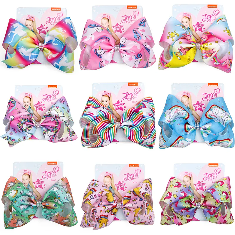 

8-дюймовый телефон, большой бант для волос для детей, ручная работа, металлическая лента с принтом, узел Jumbo JOJO SIWA, аксессуары для волос для де...