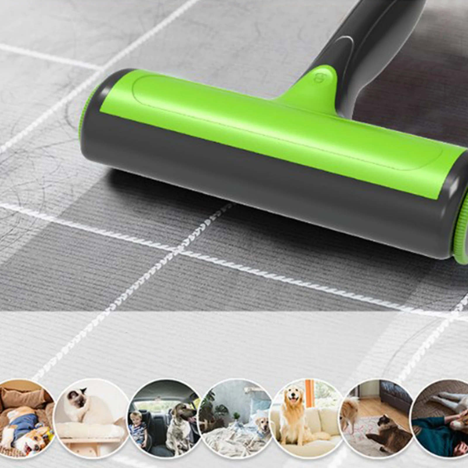 

Pet Hair Remover For Furniture Bed Reusable Push-Pull Dog Cat Animal Fur Lint Roller With Self-Cleaning Base No Sticky Tape