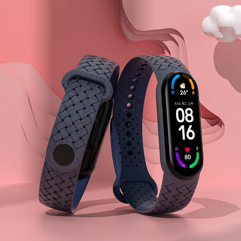 

For Mi Band 7 Strap Silicone Trend weaving texture For Mi Band 6 5 4 3 Watch Band Bracelet Smart Sports Fitness Wristband