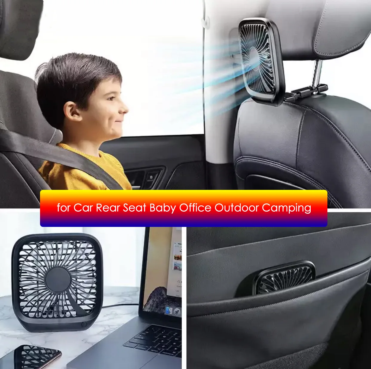 

Car Back Seat Mini USB Foldable Silent Fan Cooler Portable Air Cooling Fan Use Desktop Office Fan Three Grade Wind Speed