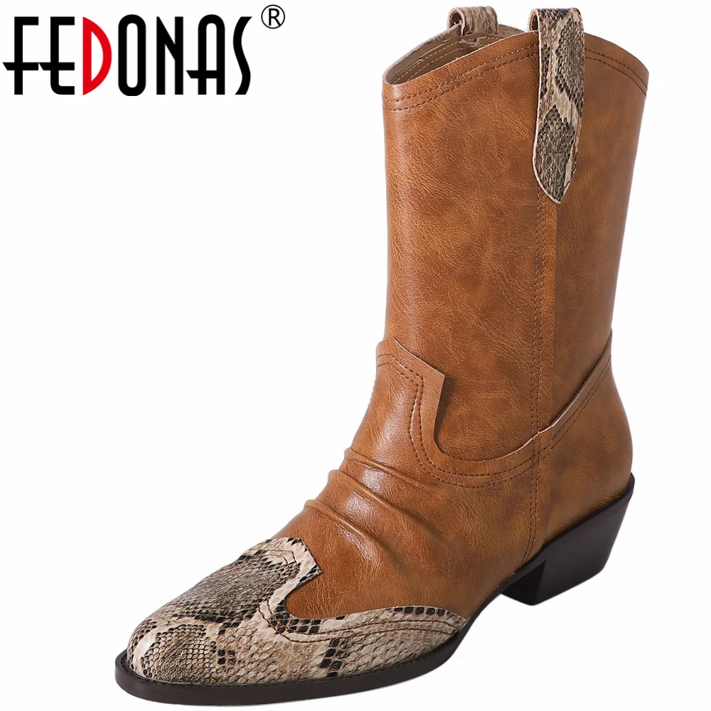 

FEDONAS/2023; Разноцветные женские полусапожки в западном стиле; Модная плиссированная обувь из натуральной кожи; Женская офисная обувь в стиле ретро; Сезон осень-зима