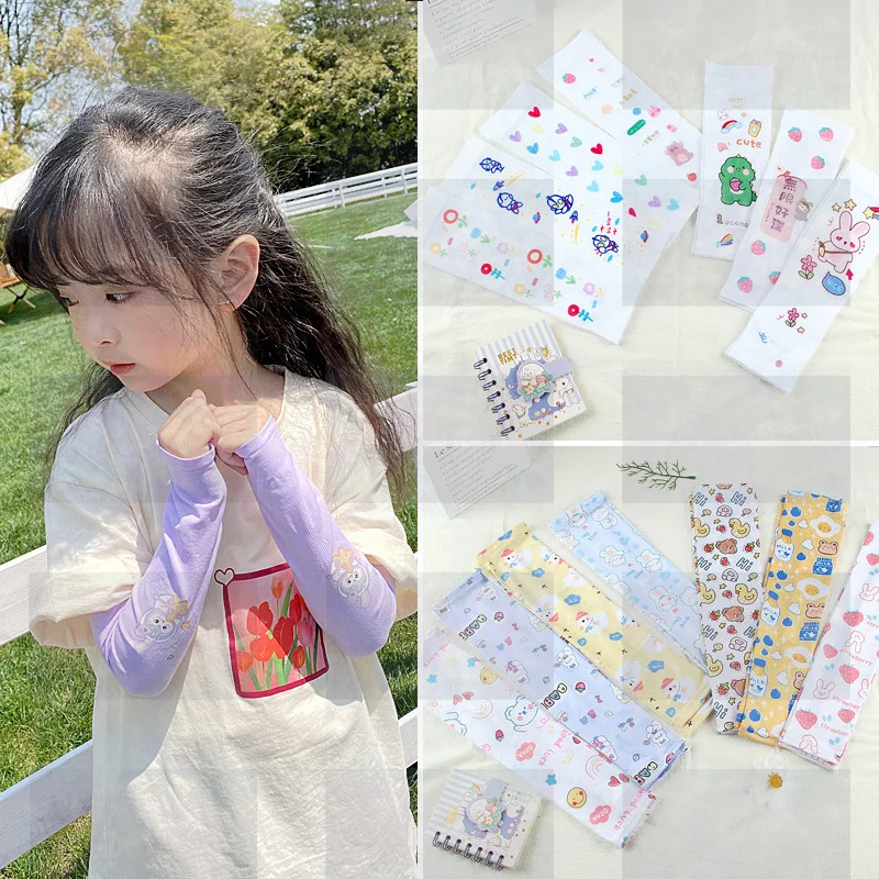 

Новинка Sanrioed Kuromi Cinnamonroll детские рукава аниме кавайные летние дышащие быстросохнущие защитные ледяные перчатки с УФ-защитой