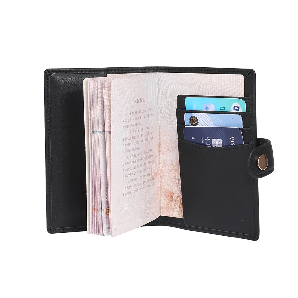 Fashion Style Travel Passport Cover Solid Color Genuine Leather Passport Holder with Card Slot Passport Wallet for Men and Women