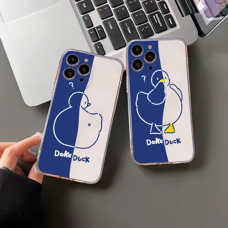 

Lovely Question Mark Duck for iPhone 11 Case iPhone 14 13 12 Pro Max 12 13 Mini X XR XS Max SE 6 7 8 Plus Back Soft Black
