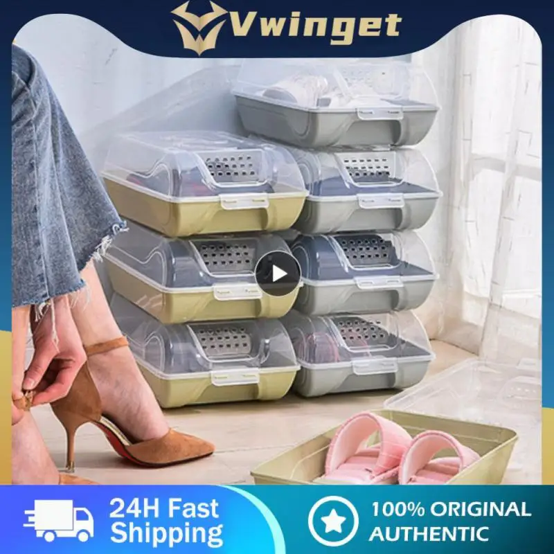 

5/8/10PCS Transparent Plastic Shoe Box Rack Thickened Dustproof And Waterproof Shoes Case Stackable Household Combination Shoe