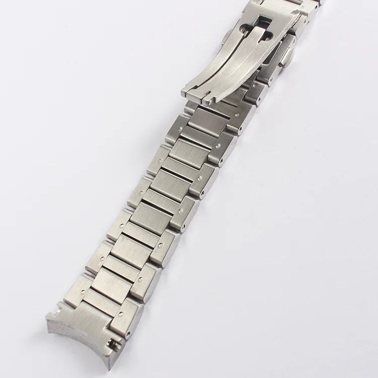 22mm Silver Solid 316L Stainless Steel Watchband For TAG Heuer Carrera Deployment Clasp Curved End Wrist Bracelet